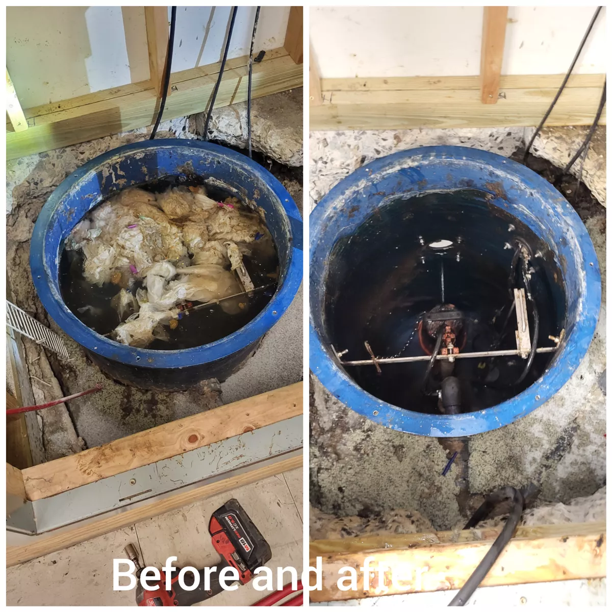 Plumbing Clog Before and After