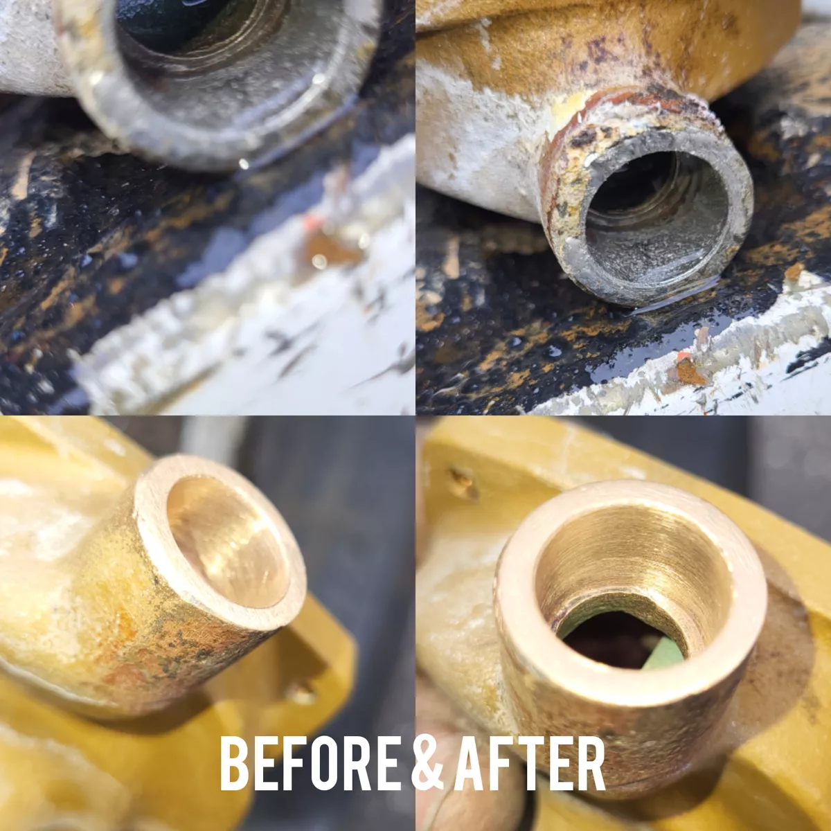 Copper Joints Cleaned Before and After