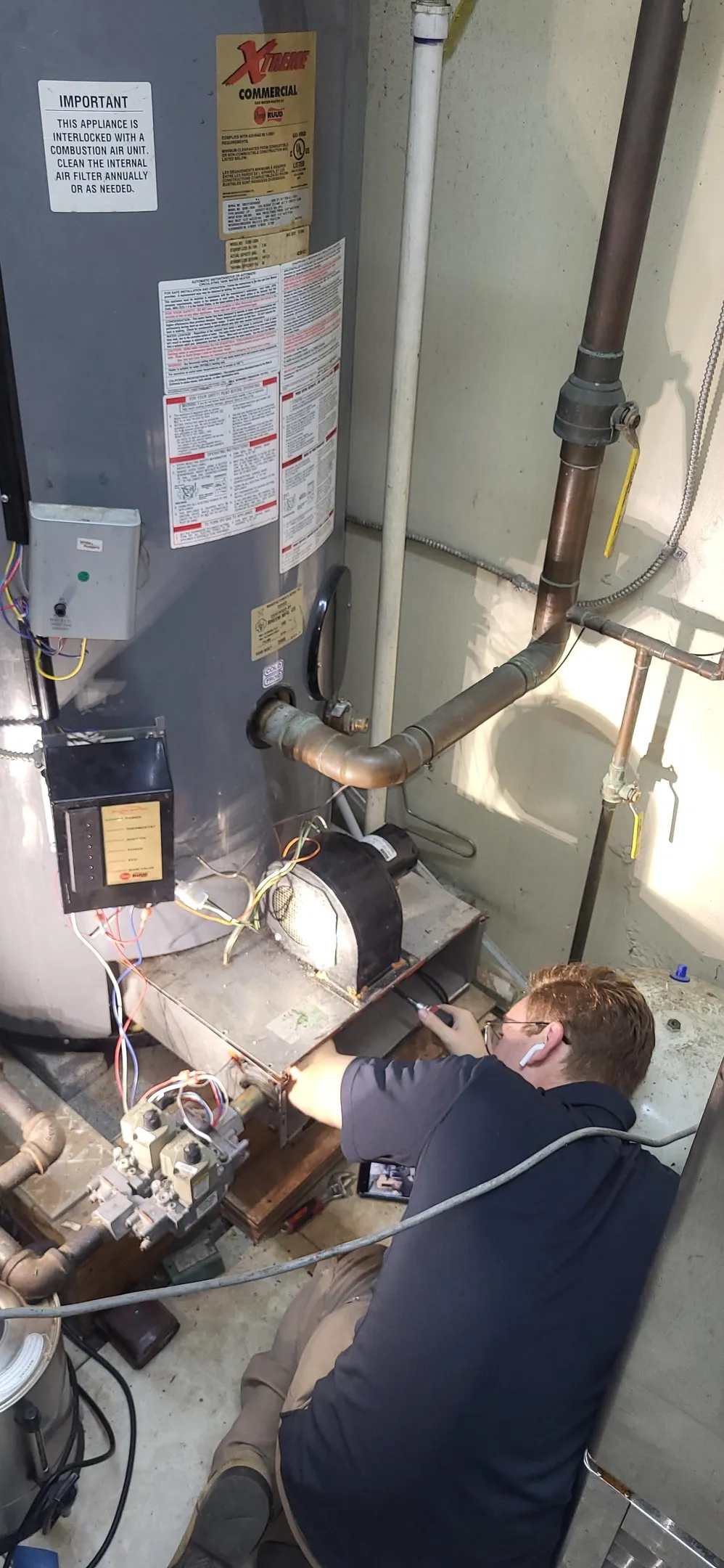 Andrew fixing gas blower