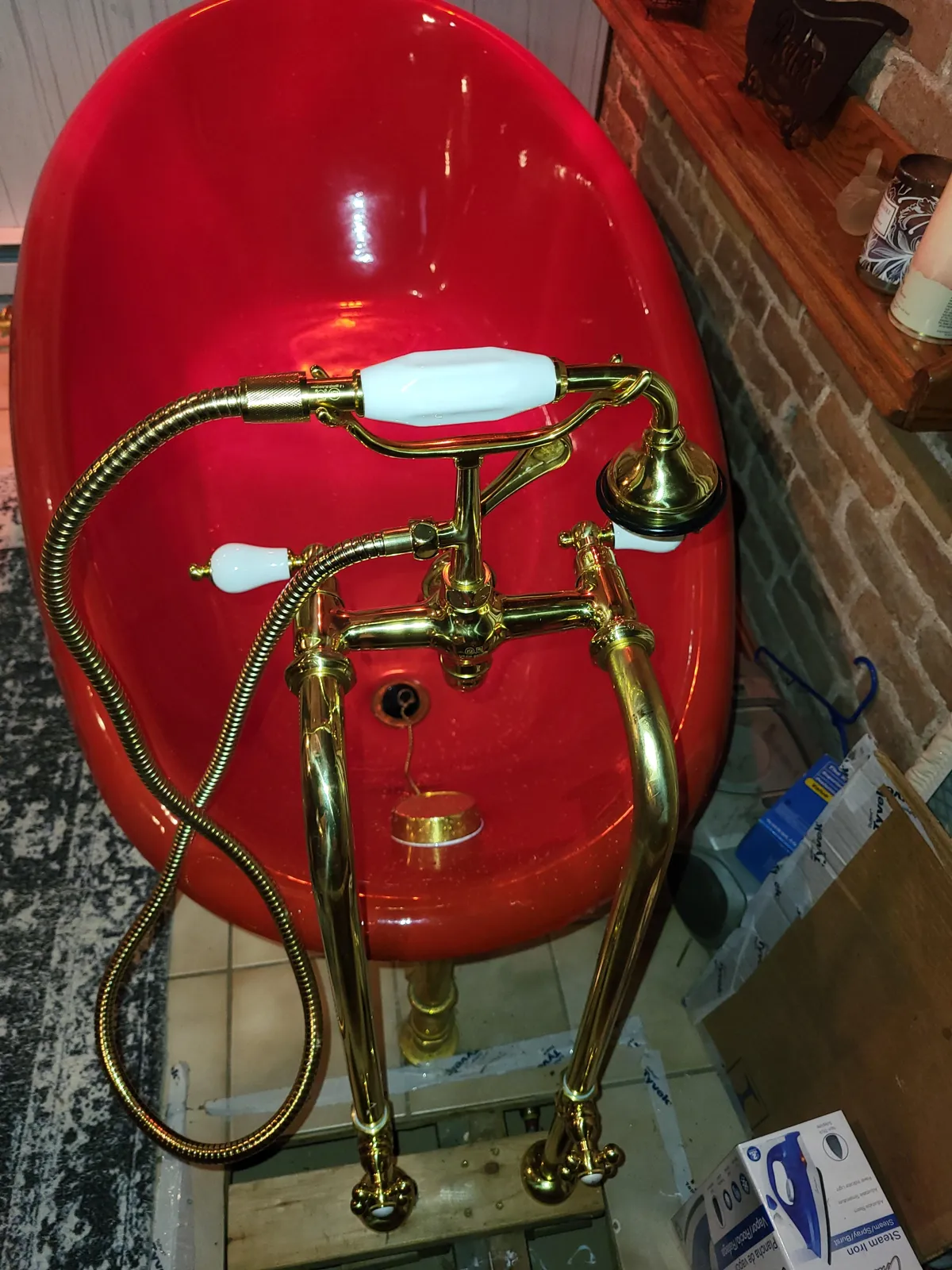 Red Clawfoot Tub